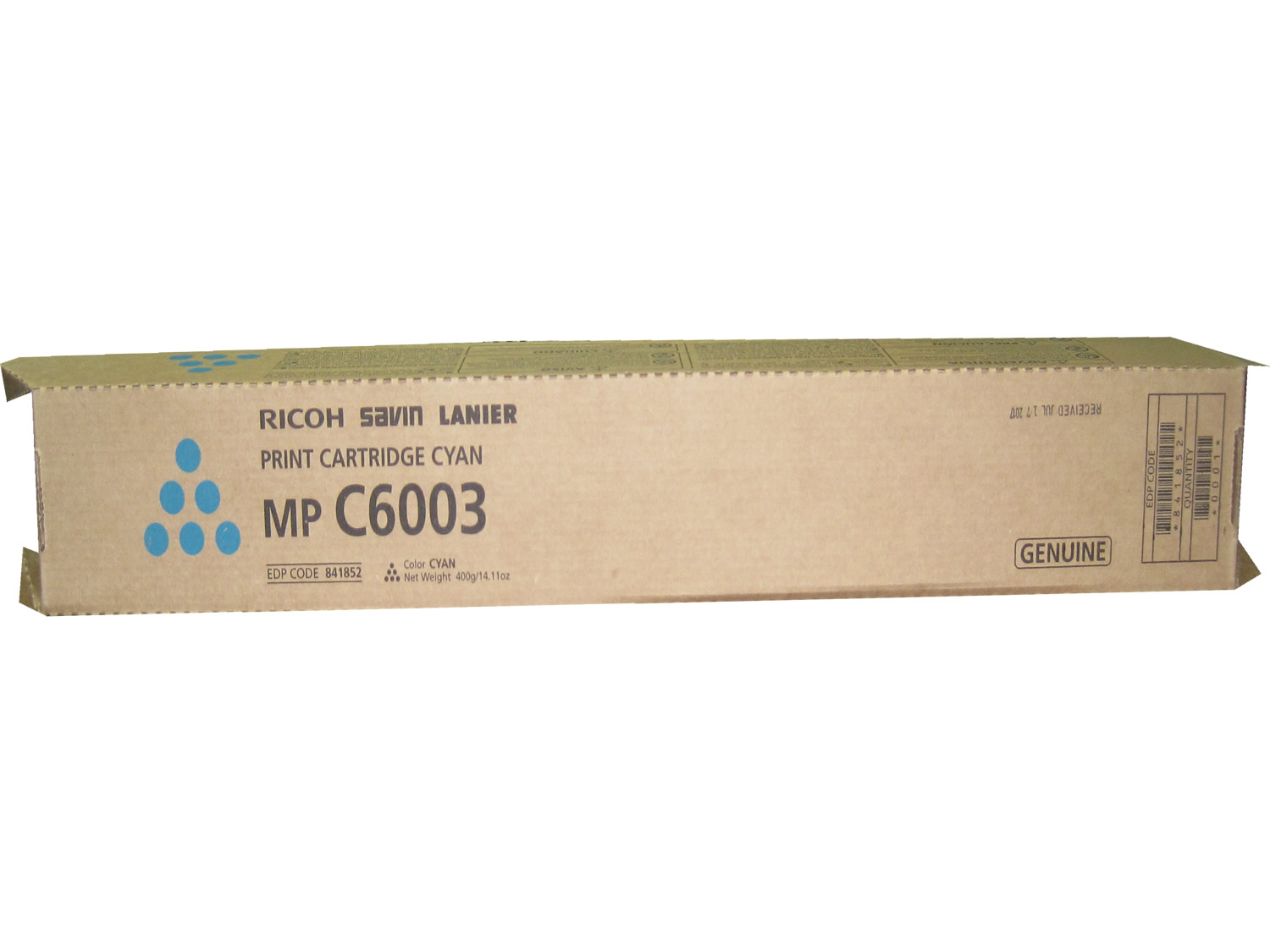 Ricoh Savin Lanier 841852 Cyan Toner Cartridge 22.5k Genuine OEM Original - Picture 1 of 1